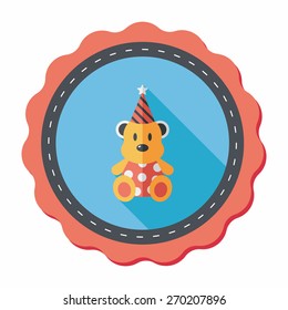 birthday teddy bear flat icon with long shadow,eps10