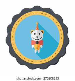 birthday teddy bear flat icon with long shadow,eps10
