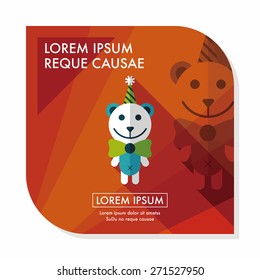 birthday teddy bear flat icon with long shadow,eps10