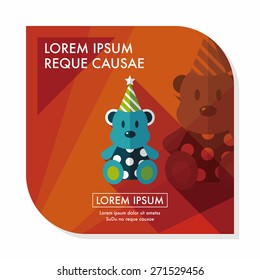 birthday teddy bear flat icon with long shadow,eps10