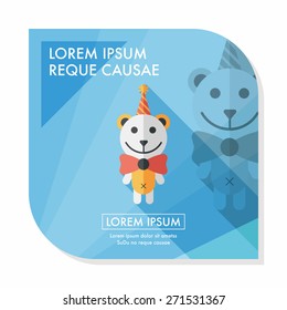 birthday teddy bear flat icon with long shadow,eps10