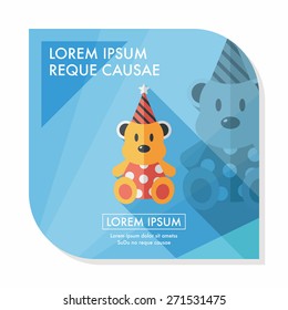 birthday teddy bear flat icon with long shadow,eps10