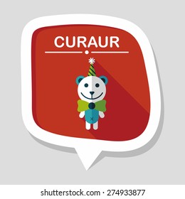 birthday teddy bear flat icon with long shadow,eps10