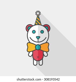 birthday teddy bear flat icon with long shadow,eps10