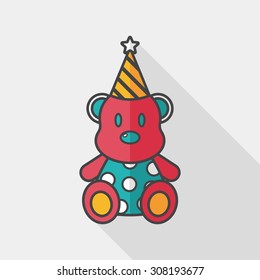 birthday teddy bear flat icon with long shadow,eps10