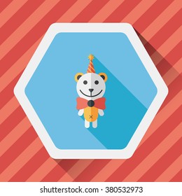 birthday teddy bear flat icon with long shadow,eps10