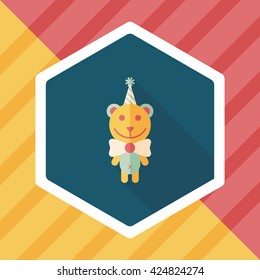 birthday teddy bear flat icon with long shadow,eps10