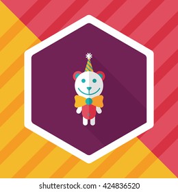 birthday teddy bear flat icon with long shadow,eps10