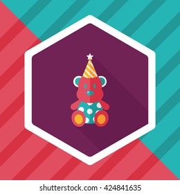 birthday teddy bear flat icon with long shadow,eps10