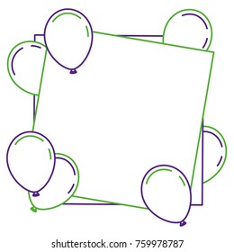 birthday template with flying balloons and empty paper