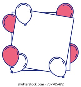birthday template with flying balloons and empty paper