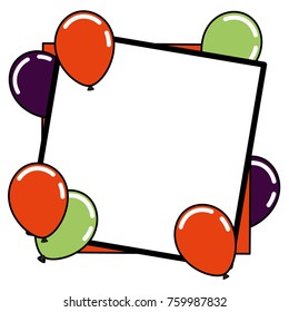 birthday template with flying balloons and empty paper
