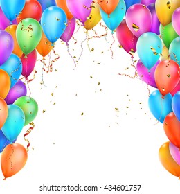Birthday template with flying balloons. EPS 10 vector file included