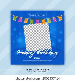 Birthday Template For Social Media Post Banner Party Invitation Or Greeting Card