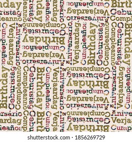 Birthday text in different languages repeat