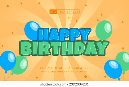 Birthday text effect with balloon template design