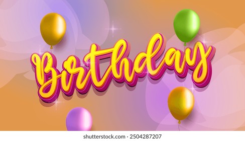 Birthday text effect with editable 3d text style