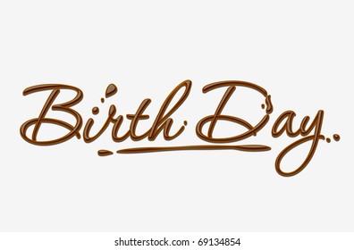 Birthday text made of chocolate vector design element.