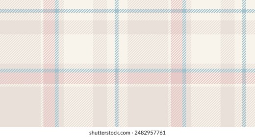 Birthday textile texture check, amazing tartan plaid pattern. Female vector background seamless fabric in white and linen colors palette.