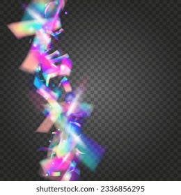 Birthday Texture. Retro Flyer. Iridescent Tinsel. Glitch Sparkles. Metal Realistic Template. Webpunk Foil. Digital Art. Violet Shiny Effect. Purple Birthday Texture