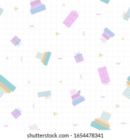 Birthday Things, Birthday seamless pattern, Collection of party cards and invitations, Birthday backgrounds, birthday cake pattern