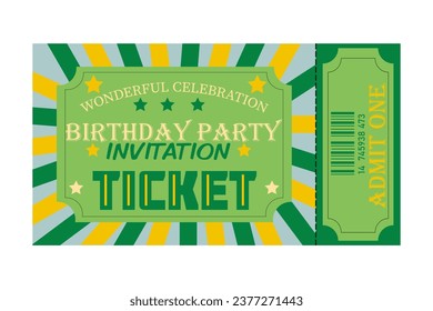 Birthday ticket. Birthday party invitation. Vector illustration