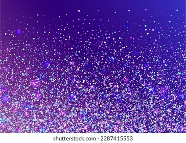 Birthday Tinsel. Flying Art. Glitch Effect. Retro Banner. Pink Laser Background. Glamour Foil. Carnival Confetti. Blur Celebrate Decoration. Blue Birthday Tinsel