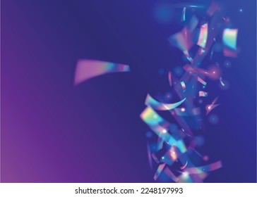 Birthday Tinsel. Holiday Art. Metal Prismatic Gradient. Cristal Texture. Transparent Effect. Glitter Foil. Pink Shiny Glare. Laser Burst. Blue Birthday Tinsel