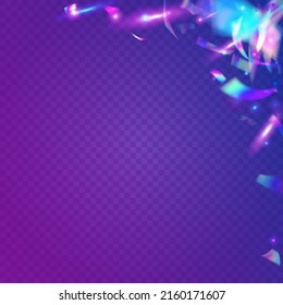 Birthday Tinsel. Purple Shiny Sparkles. Metal Vaporwave Template. Party Design. Glitch Glitter. Fiesta Foil. Light Effect. Luxury Art. Violet Birthday Tinsel