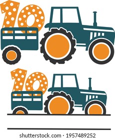 Birthday Tractor Number 10 - Tractor Monogram design