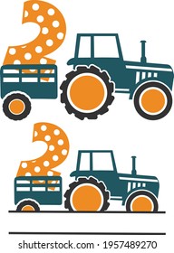 Birthday Tractor Number 2 - Tractor Monogram design