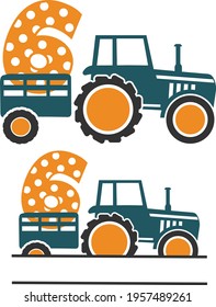 Birthday Tractor Number 6 - Tractor Monogram design