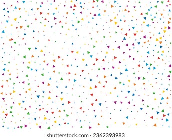 Geburtstag Dreieckskonfetti. Heller Regenbogen glitzernder Konfetti Hintergrund. Farbige festliche Struktur
