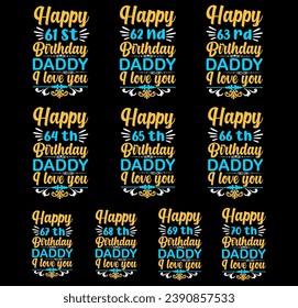 Birthday T-shirt Design Bundle. Birthday T-shirt Design.