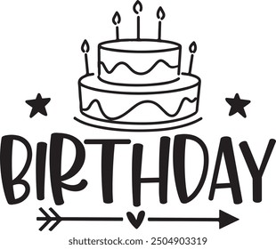 Birthday typography design on plain white transparent isolated background for card, shirt, hoodie, sweatshirt, apparel, tag, mug, icon, poster or badge