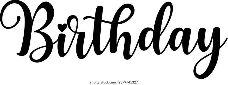 Birthday typography design on plain white transparent isolated background for card, shirt, hoodie, sweatshirt, apparel, tag, mug, icon, poster or badge