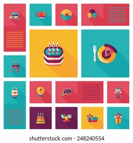 Birthday ui flat banner background set, eps10