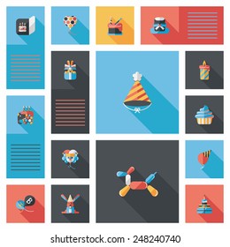 Birthday ui flat banner background set, eps10