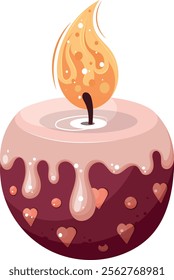 Birthday, Valentine's Day, Christmas candle, home winter decoration, vector illustration