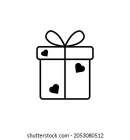 Birthday or Valentines gift Christmas gift box with ribbon bow line art vector icon for apps and websites