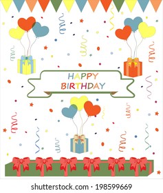 Birthday vector background art illustration cute retro