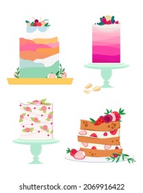 Birthday vector cake icon design element isolated illustration set