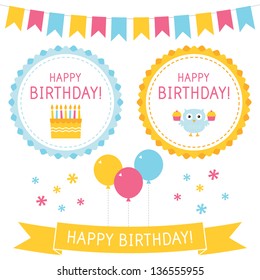 Birthday vector elements set