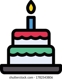 birthday vector flat color icon 