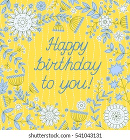 Birthday. Vector greeting card. Happy birthday to you.