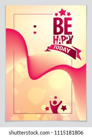 Birthday vector greeting card. Includes lettering composition and balloons combined with wavy fluid colorful shape abstract background. A4 format with CMYK colors acceptable for print.