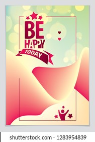 Birthday vector greeting card. Includes lettering composition and balloons combined with wavy fluid colorful shape abstract background. A4 format with CMYK colors acceptable for print.