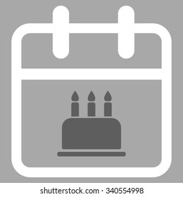 Birthday vector icon. Style is bicolor flat symbol, dark gray and white colors, rounded angles, silver background.