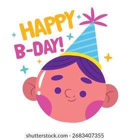 Birthday Vector Illustration. Flat Minimal Design. Editable Illustration for Web, Mobile, Print