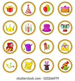 Birthday vector set in cartoon style isolated on white background